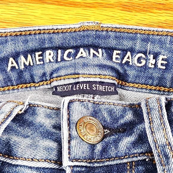 AMERICAN EAGLE 00x25 SUPER HI-RISE DISTRESSED PRE-OWNED GIRLS JEGGING JEANS - Picture 6 of 8